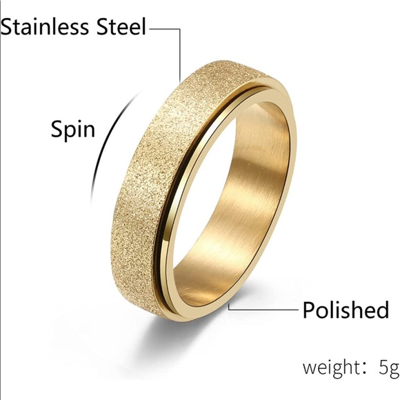 🦋3/$30🦋Stainless Steel Gold Tone Glitter Fidget Spinner Ring, Size 9 - Picture 2 of 9